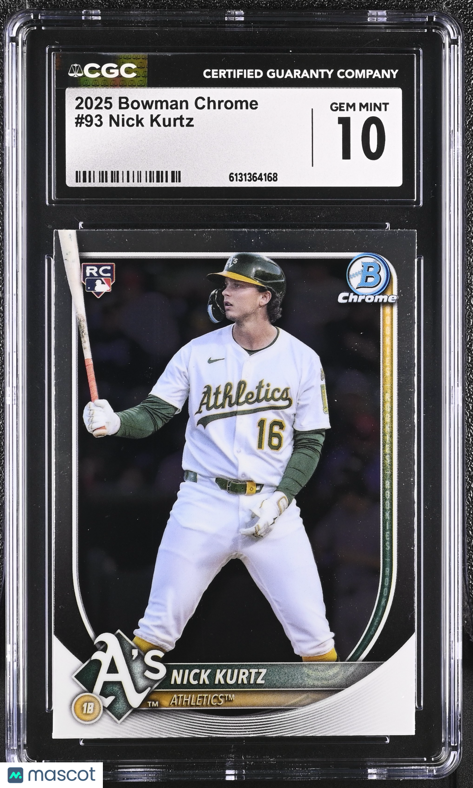 2025 Bowman Chrome Nick Kurtz Rookie #93 CGC 10 Oakland Athletics