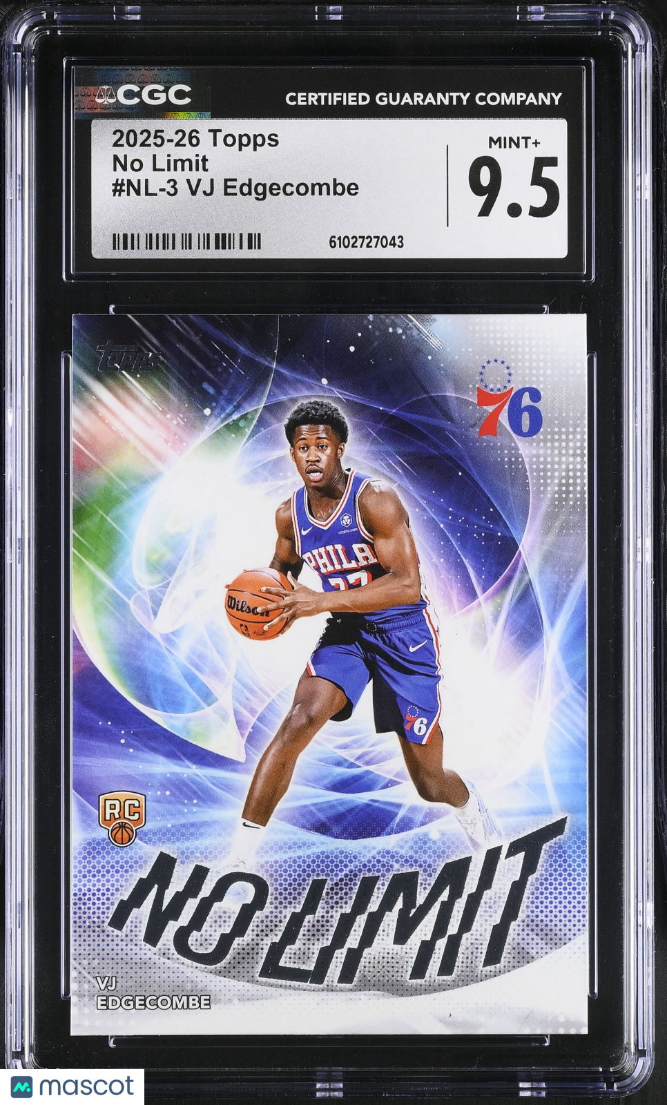 2025-26 Topps VJ Edgecombe Rookie No Limit #NL-3 CGC 9.5 Philadelphia 76ers