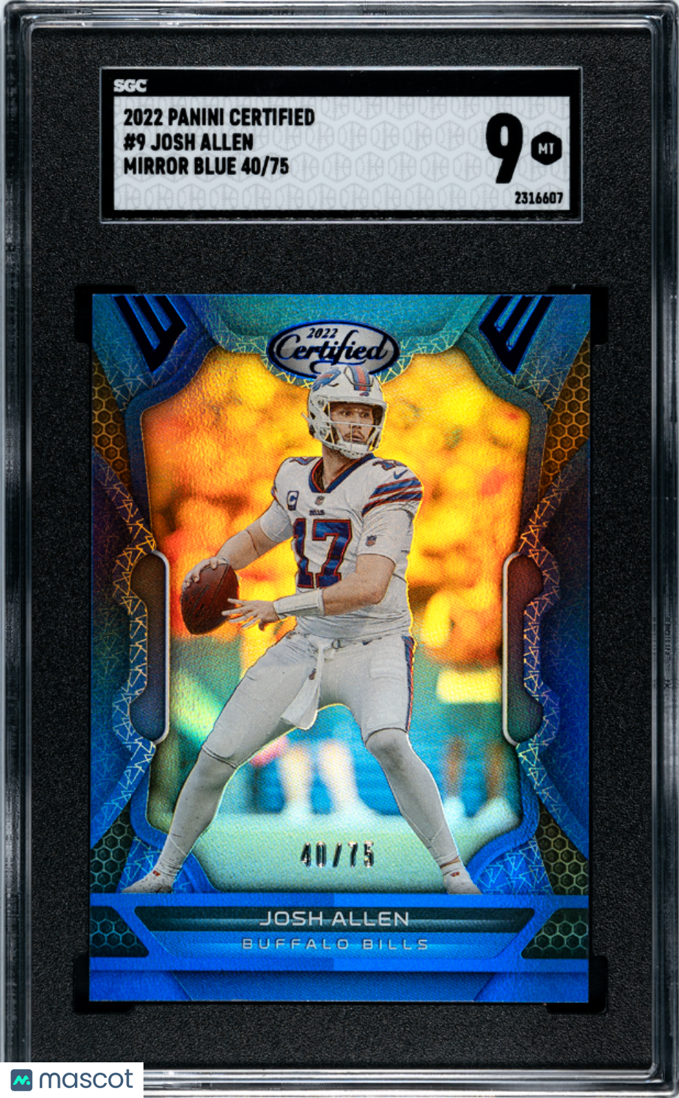 2022 Panini Certified Josh Allen Mirror Blue 75 /75 #9 SGC 9 Buffalo Bills