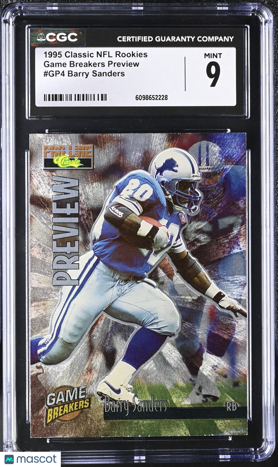 1995 Classic Pro Line Barry Sanders Game Breakers Preview #GP4 CGC 9 Lions