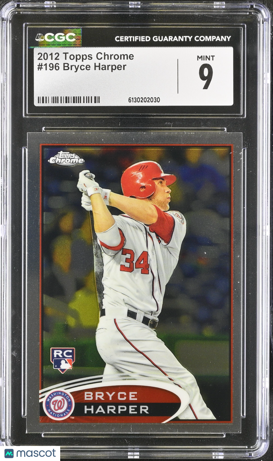 2012 Topps Chrome Bryce Harper Rookie #196 CGC 9 Washington Nationals