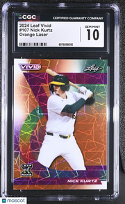 2024 Leaf Vivid Nick Kurtz Orange Laser 1/1 Rookie #107 CGC 10 Oakland Athletics