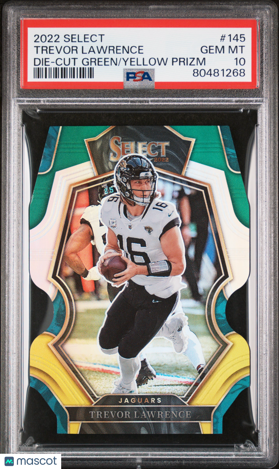 2022 Panini Select Trevor Lawrence Die Cut Green Yellow Prizm 145 PSA 10 Jaguars