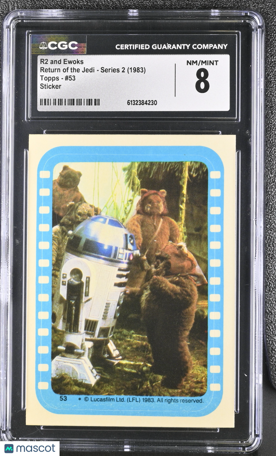 1983 Topps Return Of The Jedi - Series 2 R2 and Ewoks #53 CGC 8 Sticker