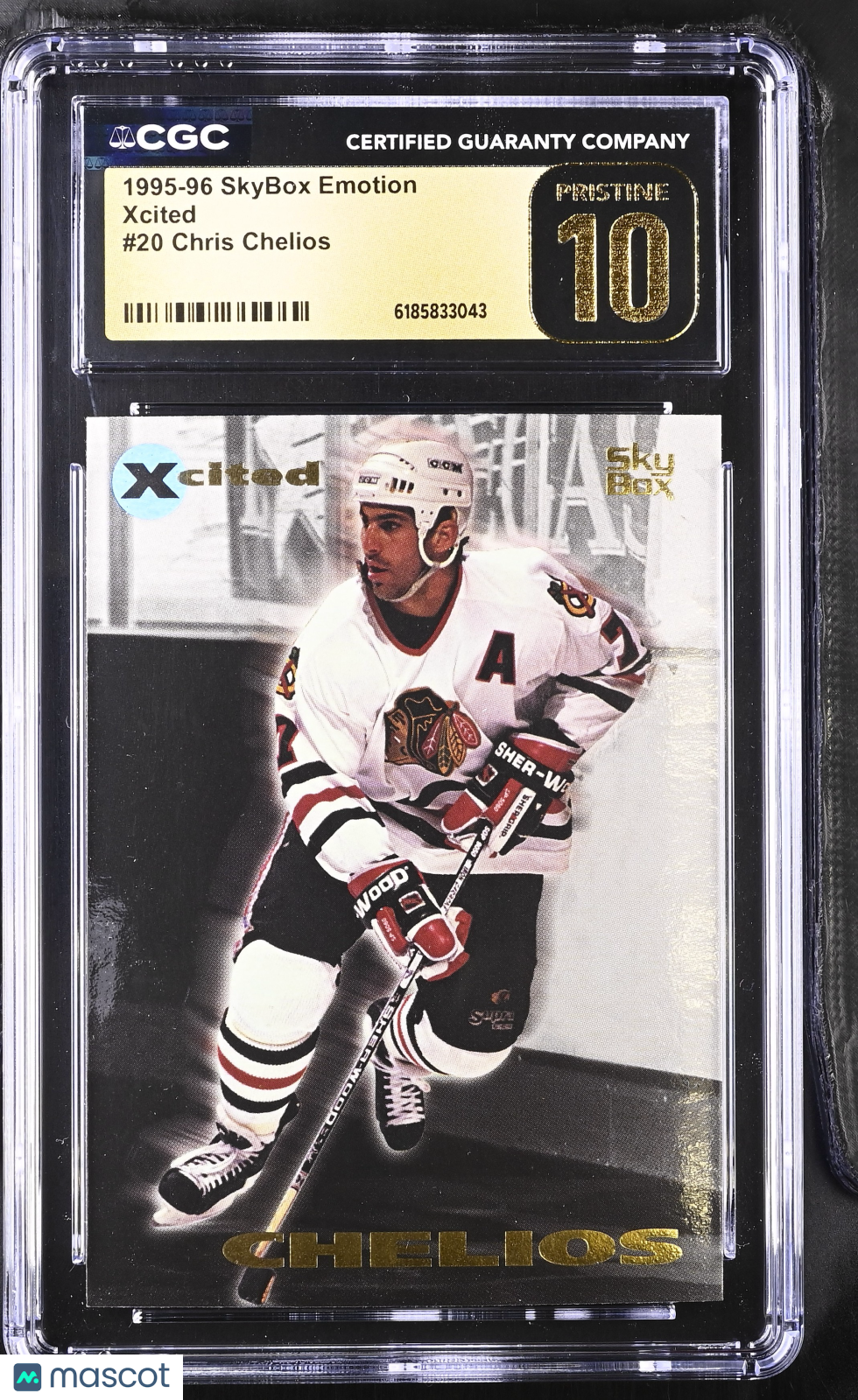 1995-96 Skybox Emotion Chris Chelios Xcited #20 CGC 10 Pristine Blackhawks