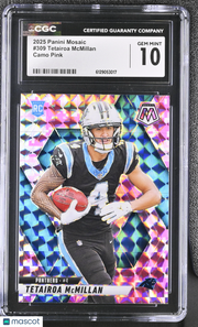 2025 Panini Mosaic Tetairoa McMillan Camo Pink Rookie #309 CGC 10 Panthers