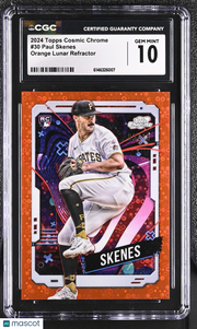 2024 Topps Cosmic Chrome Paul Skenes Orange Lunar Refractor RC #30 CGC 10