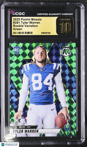 2025 Panini Mosaic Tyler Warren Variation Green Rookie 281 CGC 10 Pristine Colts