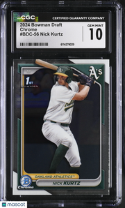 2024 Bowman Draft Nick Kurtz Rookie Chrome #BDC-56 CGC 10 Oakland Athletics