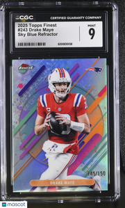 2025 Topps Finest Drake Maye Sky Blue Refractor /150 #243 CGC 9 Patriots