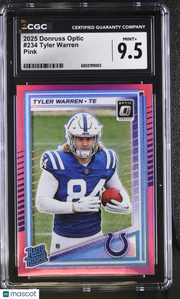 2025 Donruss Optic Tyler Warren Pink Rookie #234 CGC 9.5 Indianapolis Colts