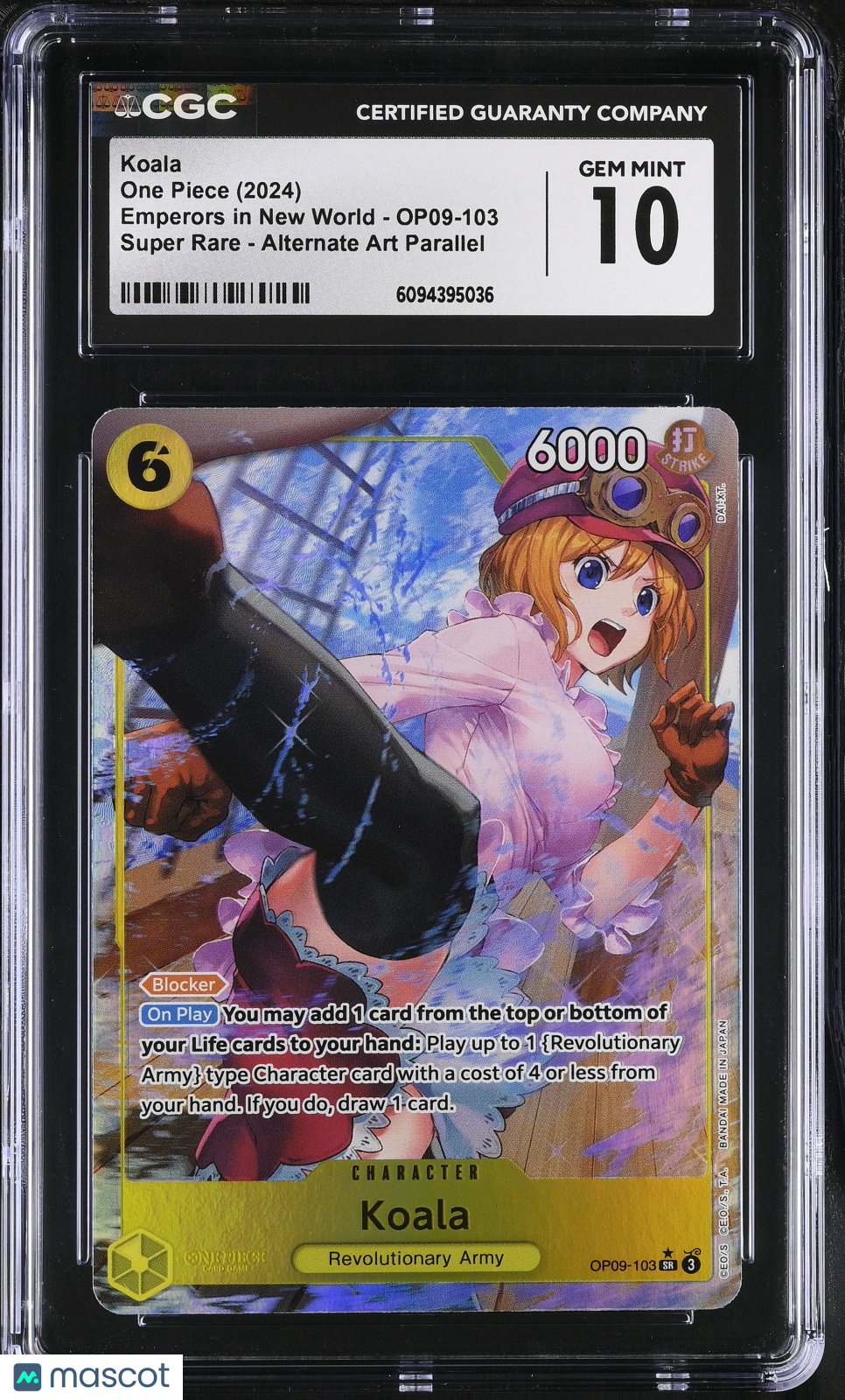 One Piece Emperors In The New World Koala Alternate Art Parallel CGC 10 OP09-103