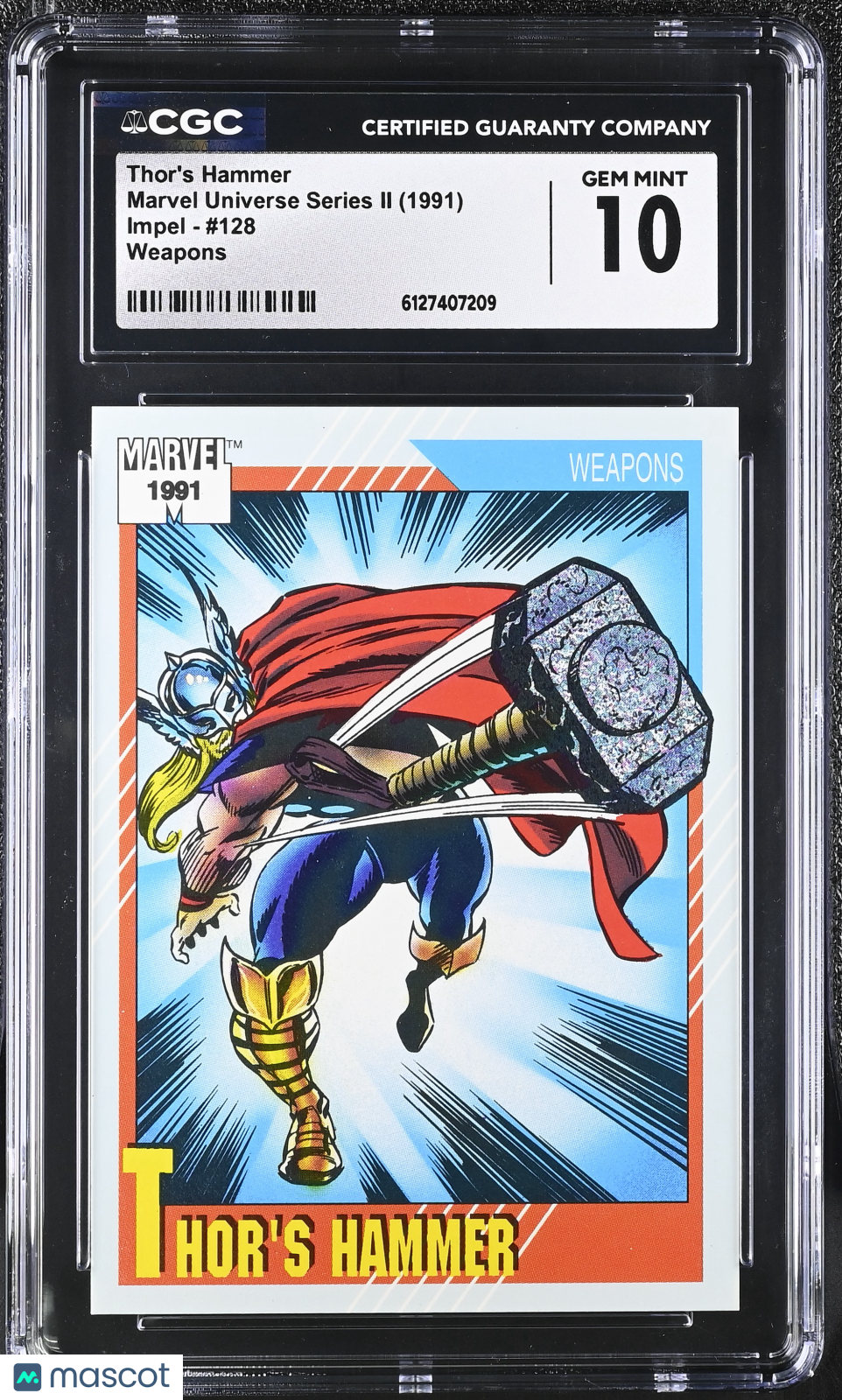 1991 Impel Marvel Universe Series II Thor's Hammer #128 Weapons CGC 10