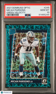 2021 Panini Donruss Optic Micah Parsons Green Velocity Rookie 245 PSA 10 Cowboys