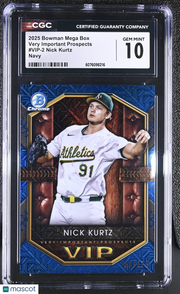 2025 Bowman Mega Box Nick Kurtz Navy /175 Rookie Very Important #VIP-2 CGC 10