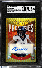 2024 Topps Finest Bo Nix Prodigies Auto Refractor Rookie #P-BN SGC 9.5 Broncos