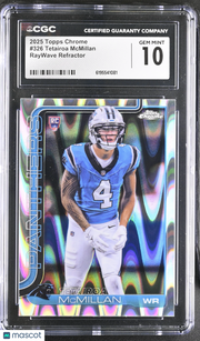 2025 Topps Chrome Tetairoa McMillan RayWave Refractor Rookie 326 CGC 10 Panthers