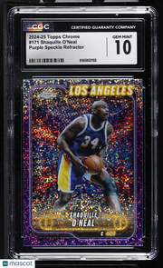 2024-25 Topps Chrome Shaquille O'Neal Purple Speckle Refractor /299 CGC 10 Laker