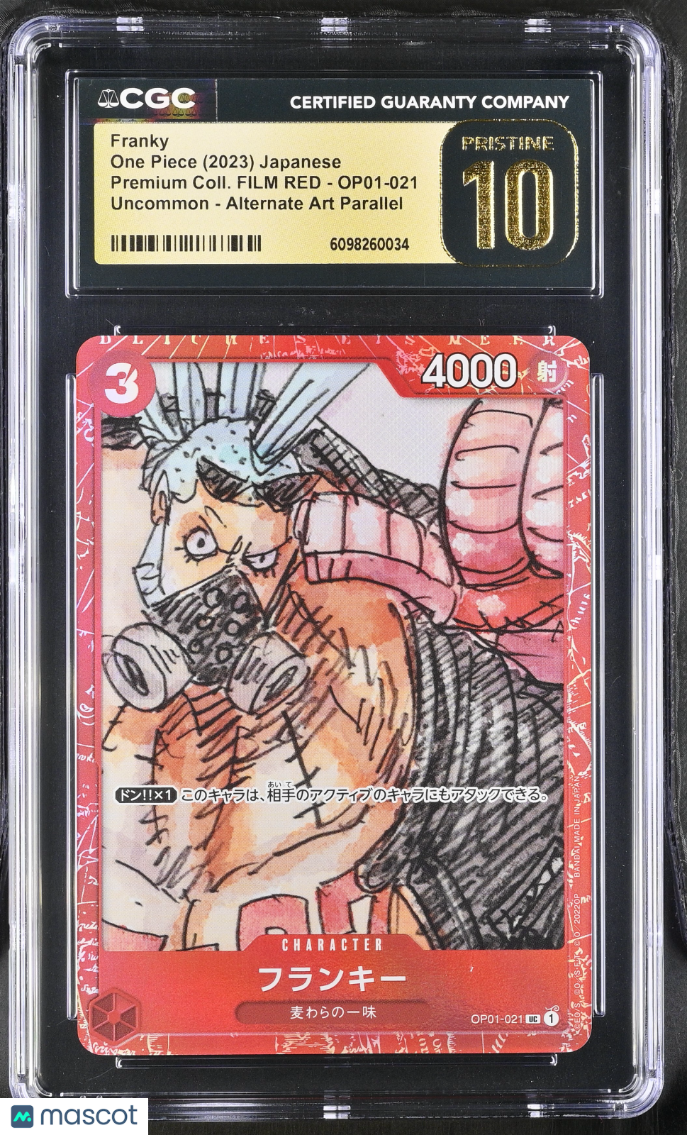 One Piece Premium Red Franky Alternate Art Japanese CGC 10 OP01-021 Pristine