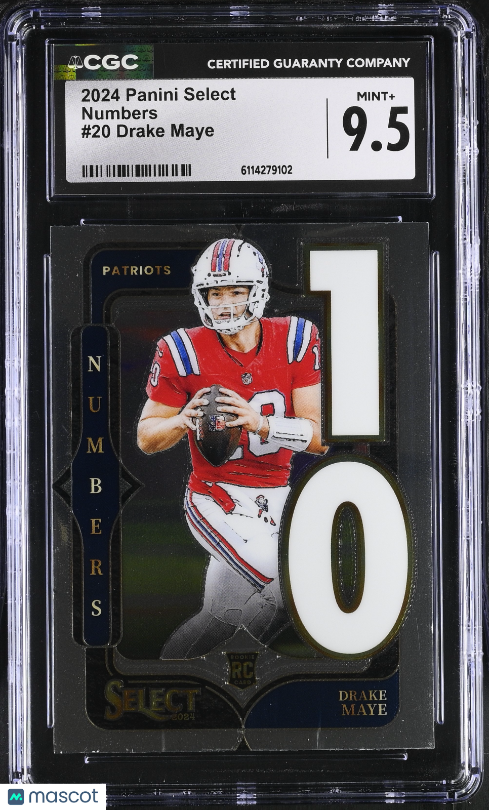 2024 Panini Select Drake Maye Rookie Numbers #20 CGC 9.5 New England Patriots