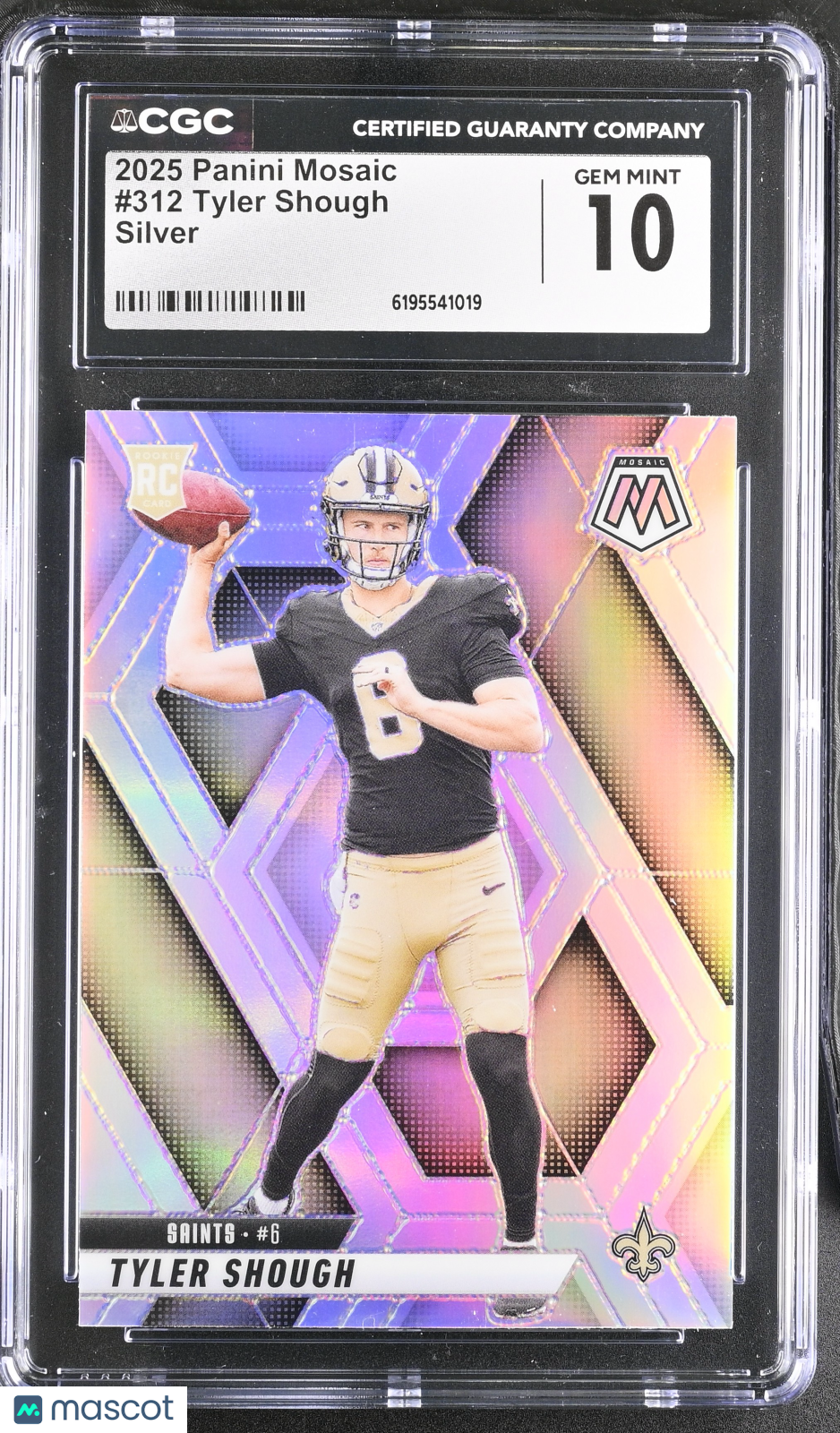 2025 Panini Mosaic Tyler Shough Silver Rookie #312 CGC 10 New Orleans Saints