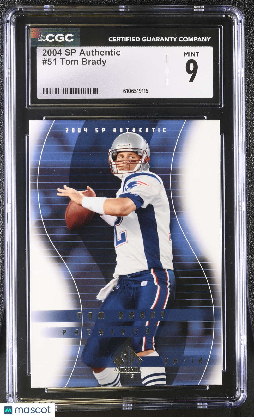 2004 SP Authentic Tom Brady #51 CGC 9 New England Patriots