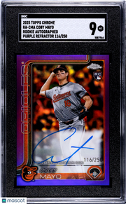2025 Topps Chrome Coby Mayo Rookie Auto Purple /250 #RA-CMA SGC 9 Orioles