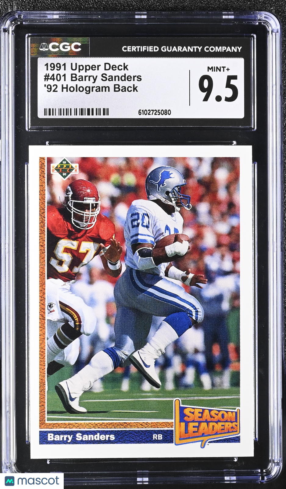 1991 Upper Deck Barry Sanders '92 Hologram Back #401 CGC 9.5 Detroit Lions