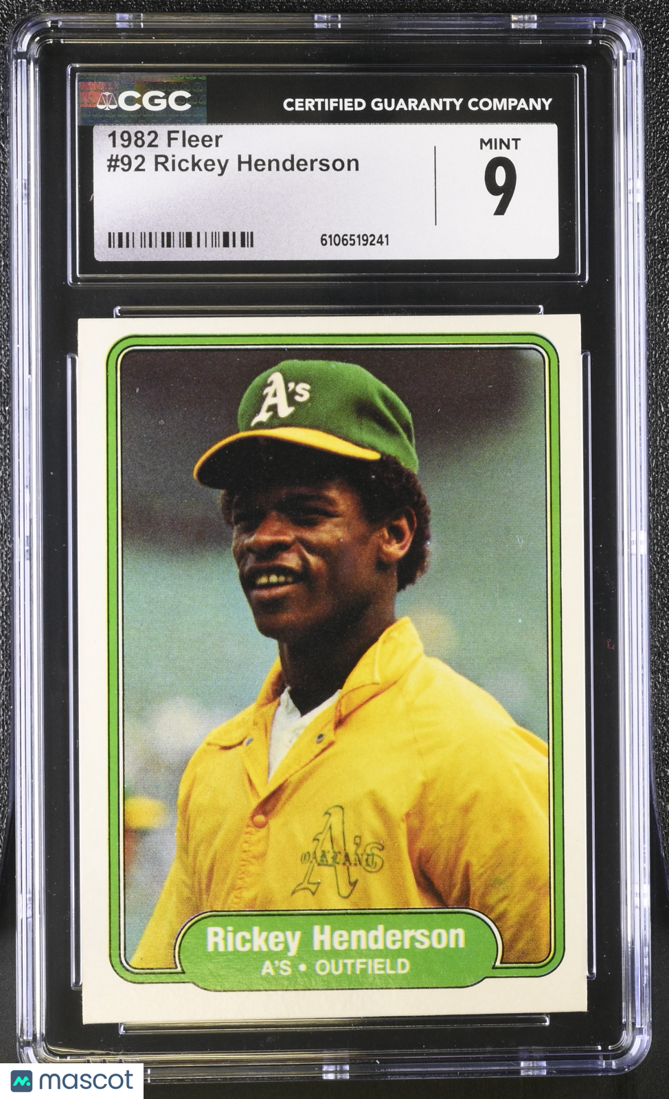 1982 Fleer Rickey Henderson #92 CGC 9 Oakland Athletics