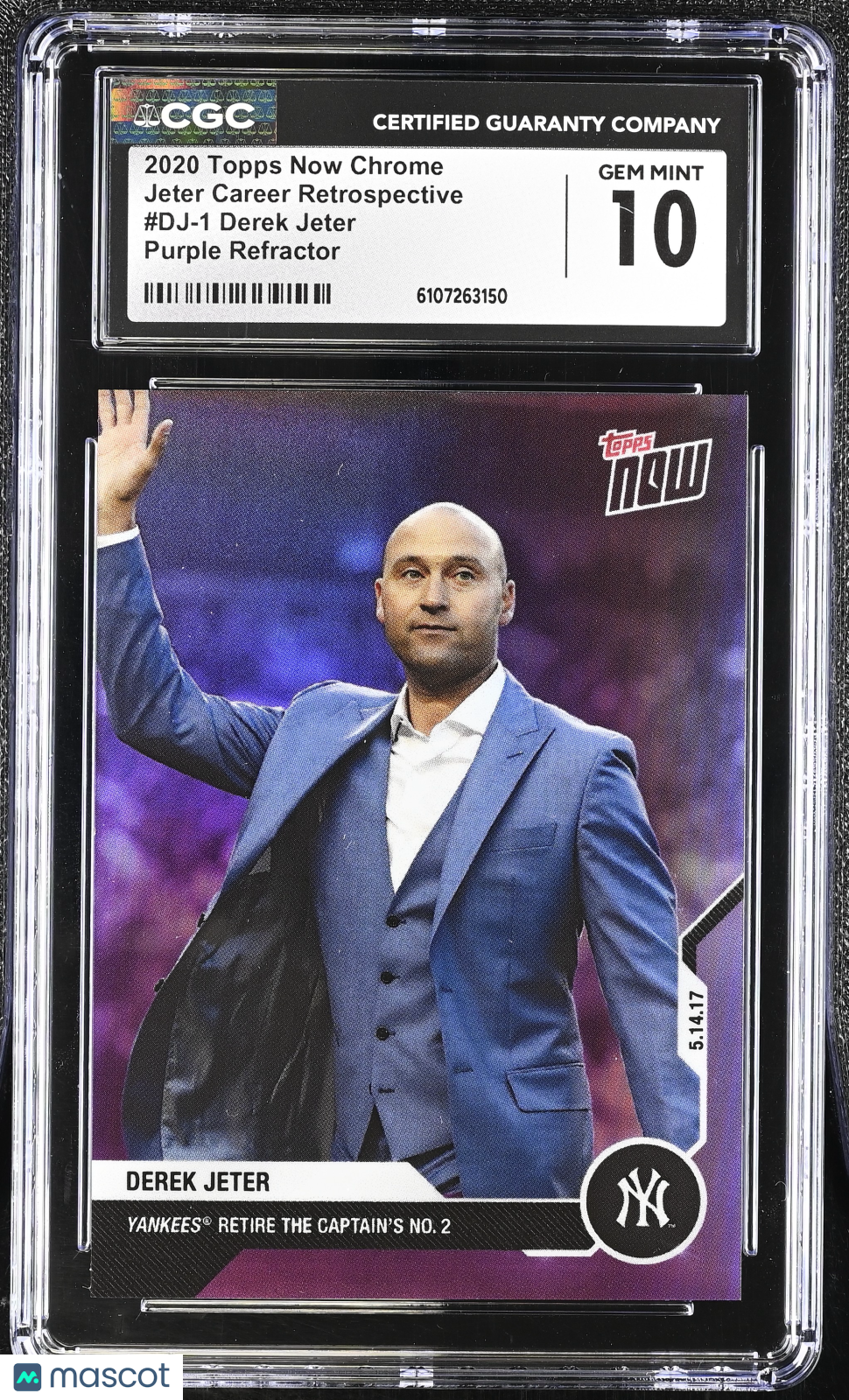 2020 Topps Now Chrome Derek Jeter Purple /25 Career Retrospective #DJ-1 CGC 10