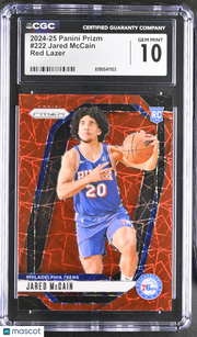 2024-25 Panini Prizm Jared McCain Red Lazer /35 Rookie #222 CGC 10 76ers