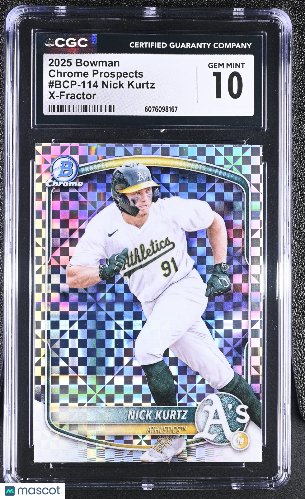2025 Bowman Nick Kurtz X-Fractor Rookie Chrome Prospect BCP-114 CGC 10 Athletics