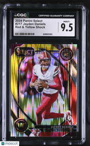 2024 Panini Select Jayden Daniels Red Yellow Shock Rookie 217 CGC 9.5 Commanders