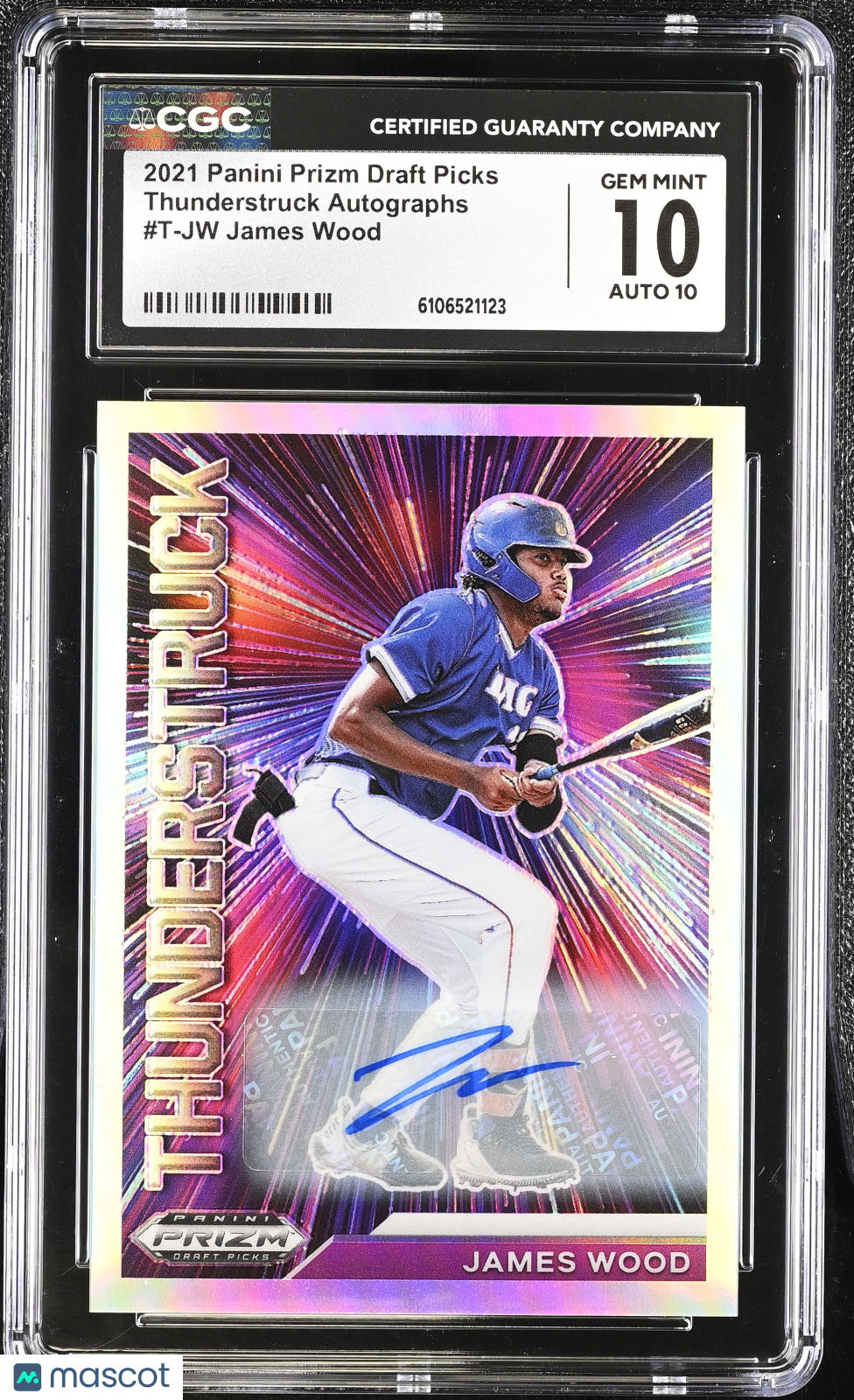 2021 Panini Prizm Draft Picks James Wood Rookie Thunderstruck Auto #T-JW CGC 10