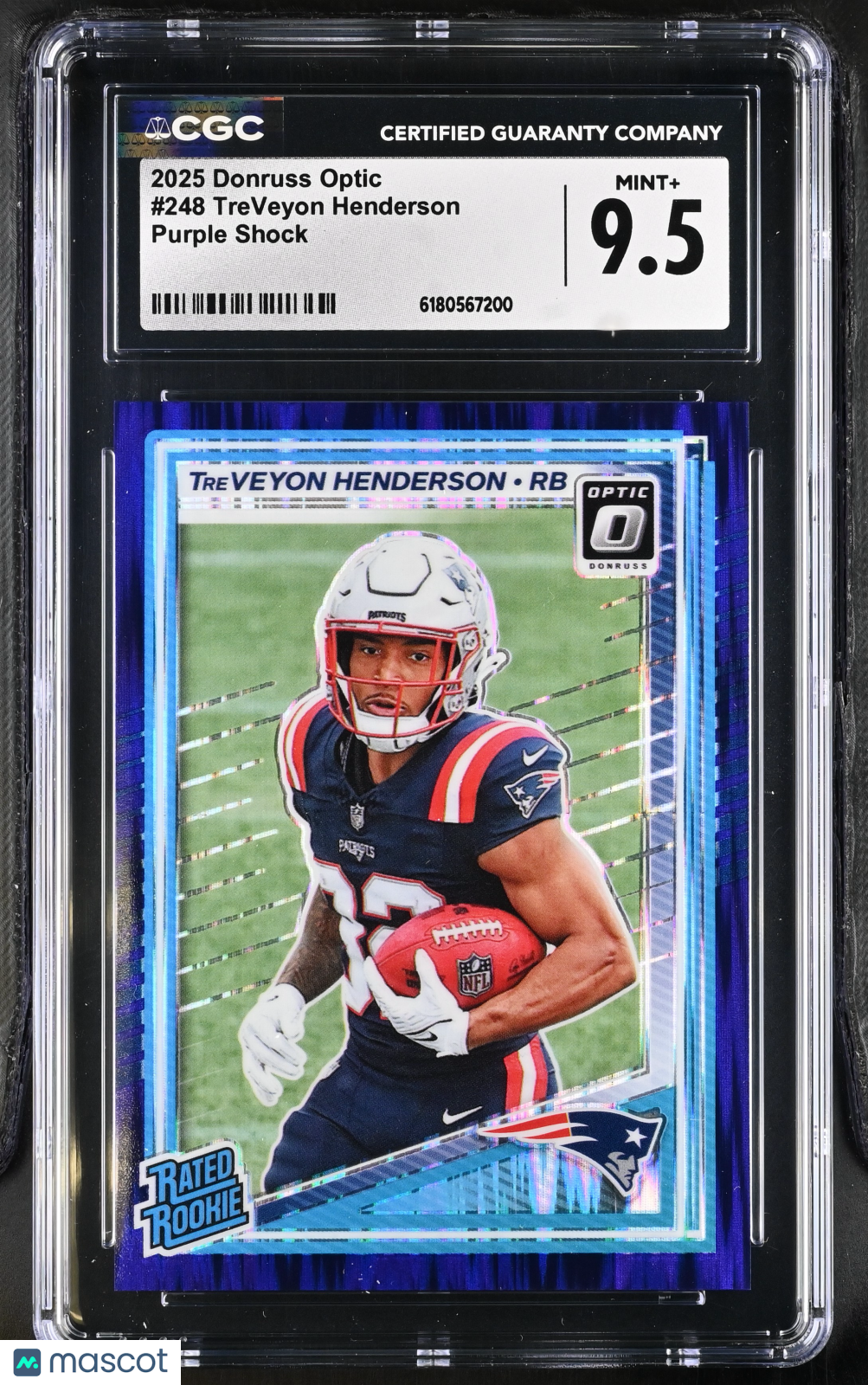 2025 Donruss Optic TreVeyon Henderson Purple Shock Rookie #248 CGC 9.5 Patriots