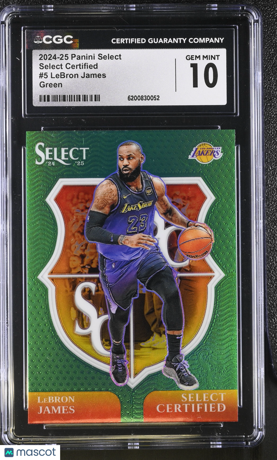 2024-25 Panini Select LeBron James Green Select Certified #5 CGC 10 Lakers