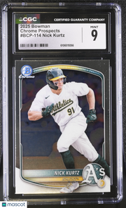 2025 Bowman Nick Kurtz Rookie Chrome Prospects #BCP-114 CGC 9 Oakland Athletics