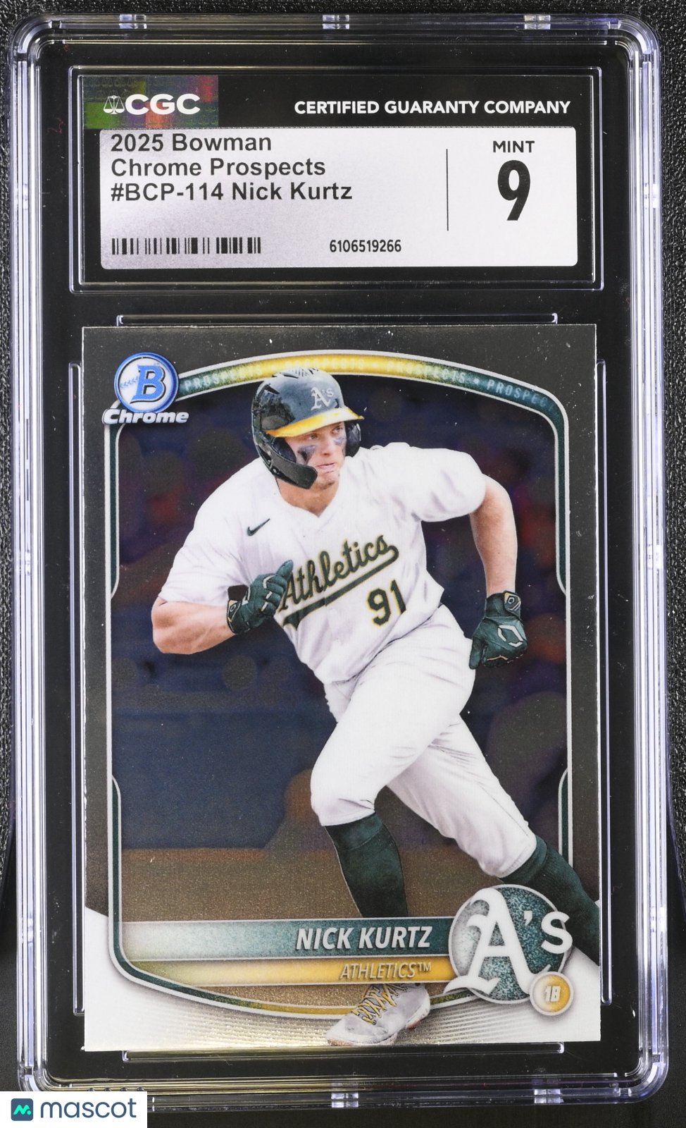 2025 Bowman Nick Kurtz Rookie Chrome Prospects #BCP-114 CGC 9 Oakland Athletics