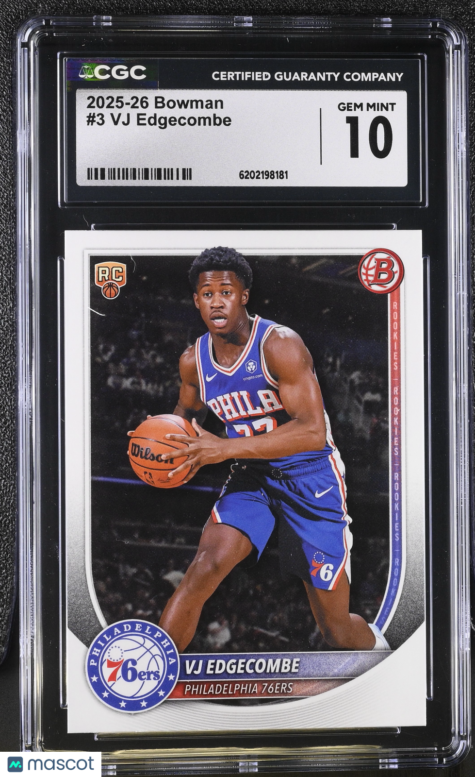 2025-26 Bowman VJ Edgecombe Rookie #3 CGC 10 Philadelphia 76ers