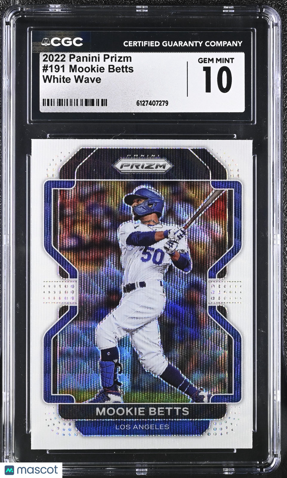 2022 Panini Prizm Mookie Betts White Wave #191 CGC 10 Los Angeles Dodgers