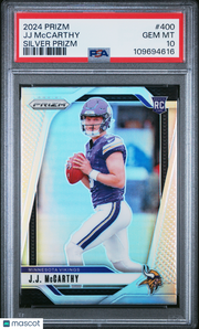 2024 Panini Prizm JJ Mccarthy Silver Rookie #400 PSA 10 Minnesota Vikings