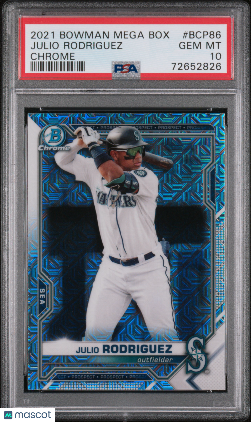2021 Bowman Mega Box Chrome Julio Rodriguez Rookie #BCP86 PSA 10 Mariners