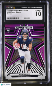 2024 Panini Rookies & Stars Rome Odunze Purple /299 Rookie #186 CGC 10 Bears
