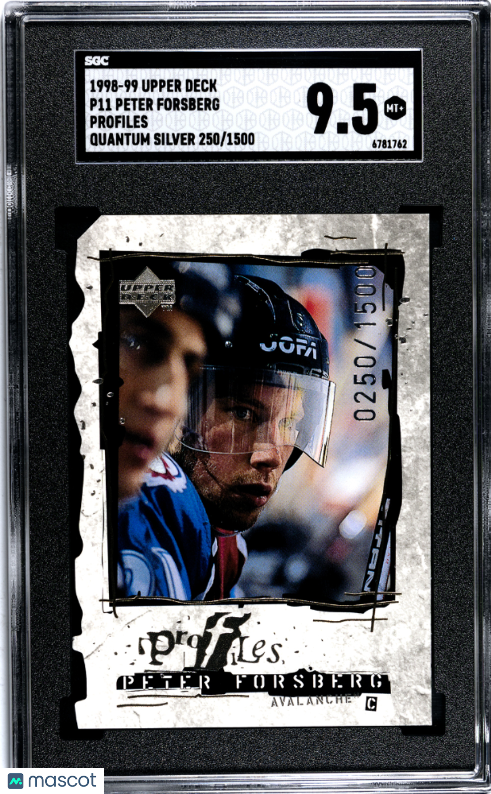 1998 -99 Upper Deck Peter Forsberg Profiles Quantum Silver /1500 #P11 SGC 9.5