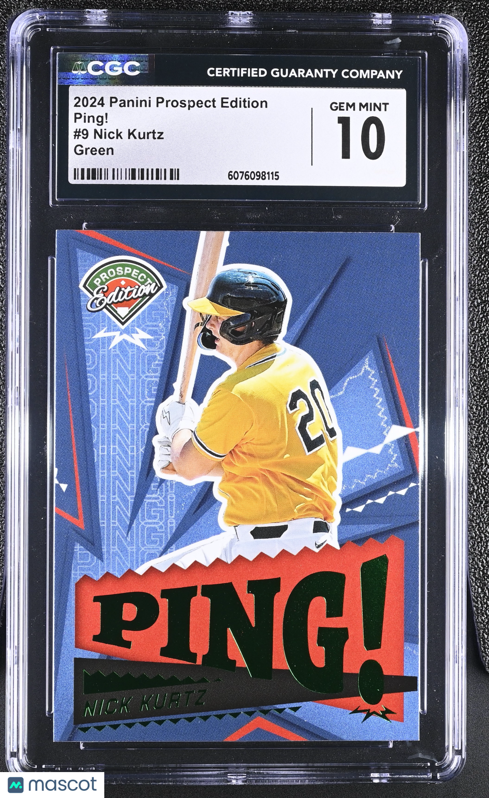 2024 Panini Prospect Edition Nick Kurtz Green Rookie Ping! #9 CGC 10 Athletics