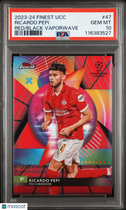 2023-24 Topps Finest UEFA Ricardo Pepi Red Black Vaporwave /10 #47 PSA 10 PSV