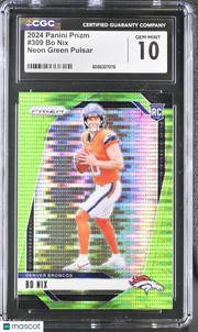 2024 Panini Prizm Bo Nix Neon Green Pulsar Rookie #309 CGC 10 Denver Broncos