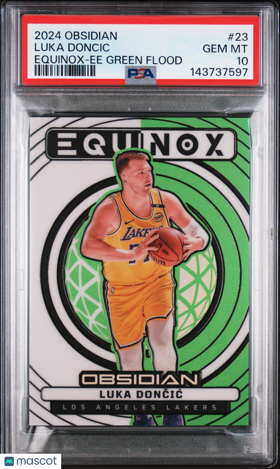 2024-25 Panini Obsidian Equinox Luka Doncic Ee Green Flood #23 PSA 10 Lakers