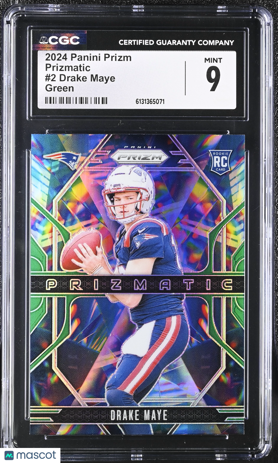 2024 Panini Prizm Drake Maye Green Prizmatic #2 CGC 9 New England Patriots