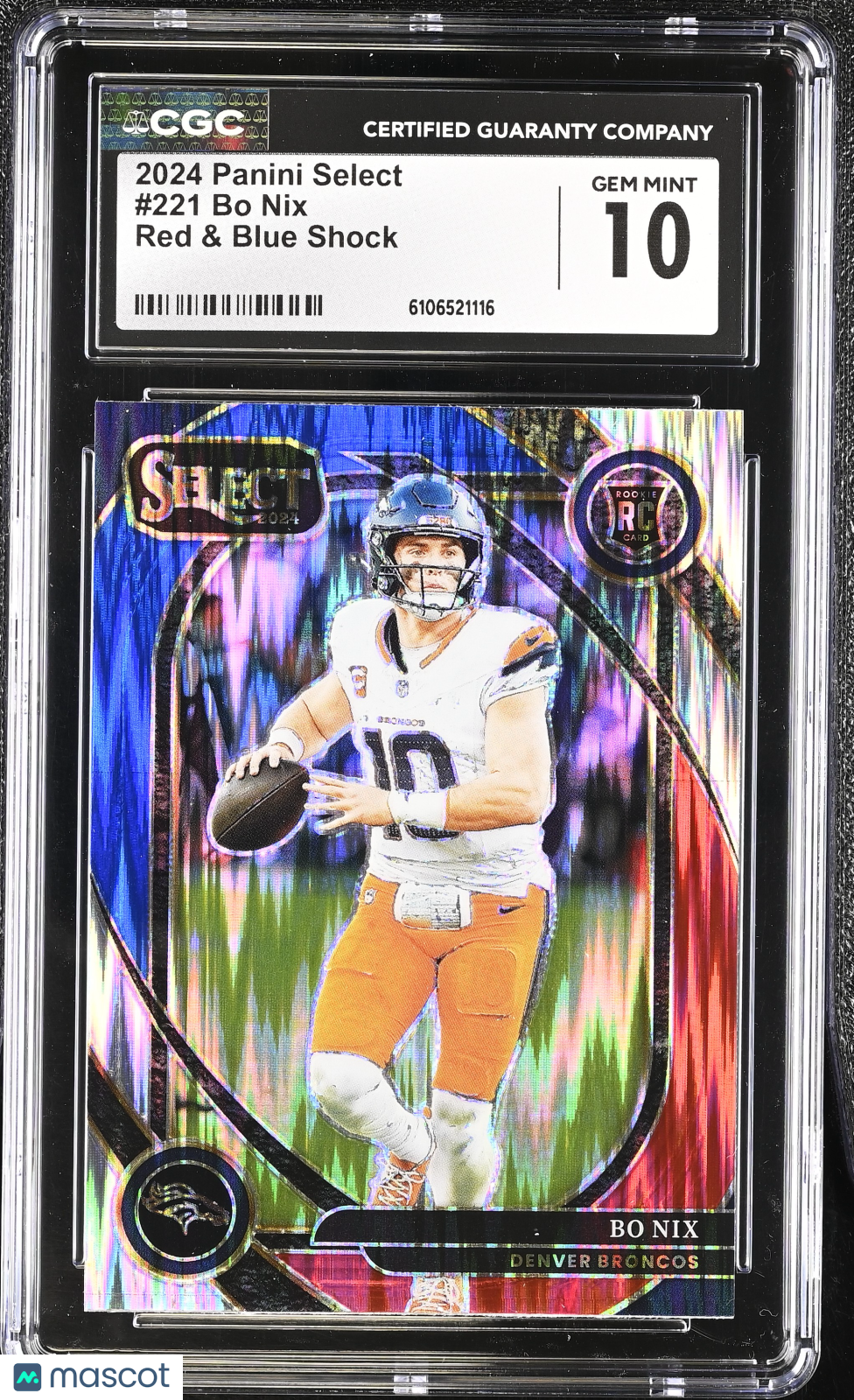 2024 Panini Select Bo Nix Red & Blue Shock Rookie #221 CGC 10 Denver Broncos